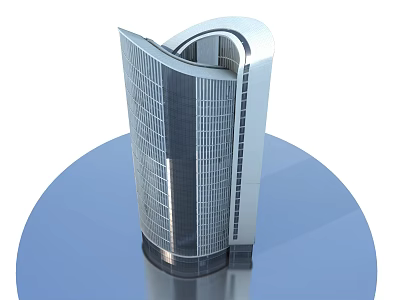 Modern Commercial Complex With Curved Glass Curtain Walls And Tall Architectural Design 3d model