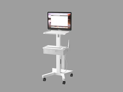 Medical Equipment Mobile Cart with Display Screen and Storage Drawer on Wheels 3d model