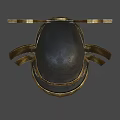 Ornate Traditional Samurai Helmet With Golden Decorations And Red Mask Design