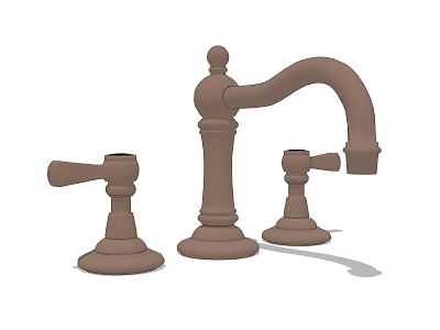 Vintage Brown Bathroom Faucet With Two Side Handles And Classic Design 3d model