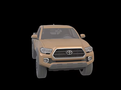Toyota Golden Pickup Truck With Front Grille And Headlights Design 3d model