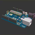 Computer Circuit Board Module With Integrated Connectors Capacitors and Components 3d model