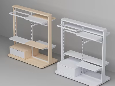 Baby Store Display Shelves With Wooden And White Multi Tier Storage Units 3d model