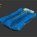 Blue Inflatable Mattress With Yellow Lines And White Pillow Comfortable For Daily Use