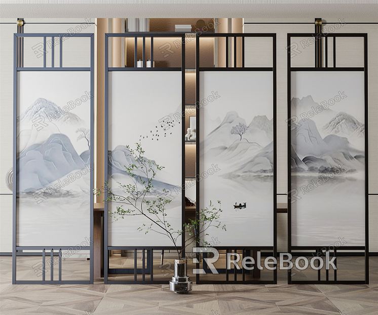 New Chinese-style partition screen partition model