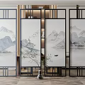 New Chinese-style partition screen partition 3d model