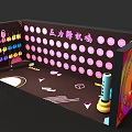 Indoor Interactive Stress Relief Wall With Pink Circular Buttons And Decorations 3d model
