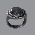 Elegant Silver Ring With Black Gemstone And Intricate Decorative Edge 3d model