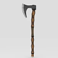 Traditional Axe With Metal Blade And Woven Wooden Handle Design