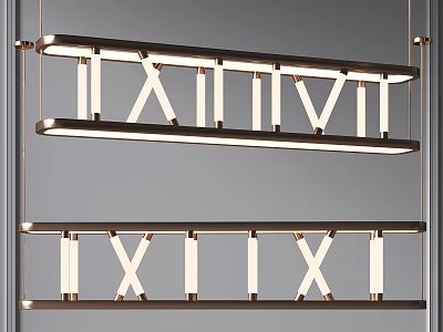 Two Modern Minimalist Chandeliers With Metal Frame Roman Numeral X Design And Warm White Light 3d model