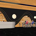 Futuristic Bar Interior Design With Starry Ceiling Curved Wine Racks And Reflective Flooring