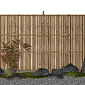 Zen Garden Decor With Bamboo Screen Stones Pebbles Moss And Green Plant