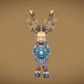Mythical Game Fantasy Deer Character With Mechanical Antlers And Glowing Blue Accents