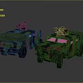 Camouflaged Military Vehicles With Roof Mounted Guns Armored Design And Off Road Tires