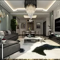 Modern Light Luxury Integrated Living And Dining Room With Elegant Furniture And Comfortable Interior Design