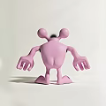 Adorable Pink Cartoon Monster Toy Figure With Big Eyes And Simple Design
