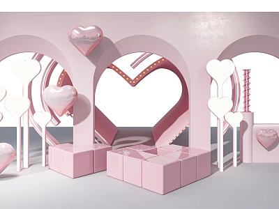 Modern Meichen Love Net Red Pushcard 3d model Modern Meichen Love Net Red Pushcard 3d model