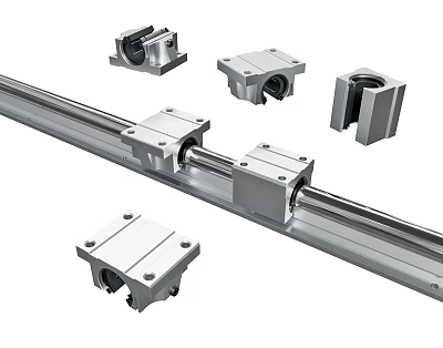 Linear Guide Rail System With Metal Mechanical Sliders And Precision Components 3d model