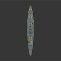 Detailed Blue Battleship Model Featuring Deck Turrets And Realistic Structural Design 3d model