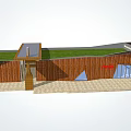 Modern Toilet Building Design With Wooden Structure Green Roof And Glass Windows
