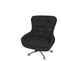 Black Leather Leisure Chair With Plush Backrest And Swivel Base Stitched Design
