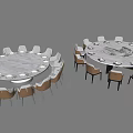 Elegant Round Marble Dining Table Set With Comfortable Chairs For Dining Area 3d model