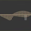 Creative Fish Shaped Wooden Bench With Striped Design And Transparent Base