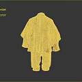 Traditional Orange Cotton Clothing Set With Long Sleeves Pants And Button Details
