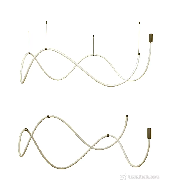 Modern Wave Shaped Chandelier With White Hanging Tubes For Interior Design 3d model 