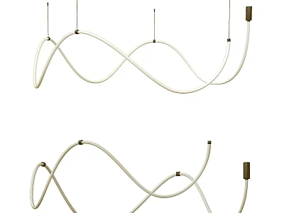 Modern Wave Shaped Chandelier With White Hanging Tubes For Interior Design 3d model