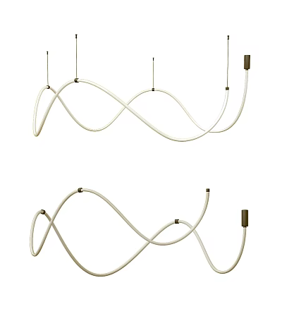 Modern chandelier creative arc shaped living room electric light combination artistic shaped creative multi-head curve chandelier combination 3d model