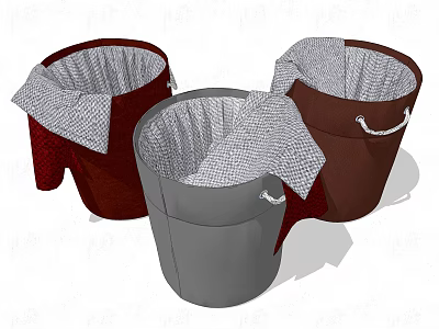 Brown And Gray Fabric Storage Baskets With Handles For Home Organizing 3d model