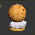 Shiny Golden Soccer Trophy With Polished Silver Base And Reflective Surface