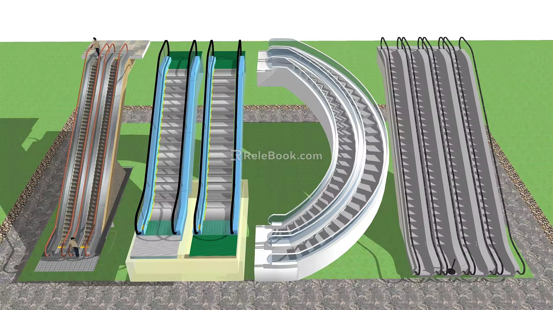 Modern Elevator Escalator Combination 3d model