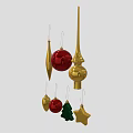 Festive Decorative Ornament Set With Red Gold Ball Star Tree And Cone Decorations