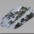 Snow Covered Terrain Model With Rocky Outcrops And Green Vegetation Features