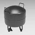 Heavy Duty Black Cylindrical Industrial Storage Tank With Handles And Movable Casters