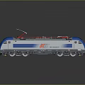 Modern Blue and White Electric Locomotive Model with Red Pantographs and CR Logo