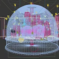 Nestle Xu Fuji Brand Pastry Items Display Dome With Pink Interior And Decorations