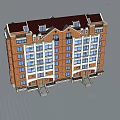 Red Brick Multi Storey Apartment Building With Balconies Windows And Dark Roof