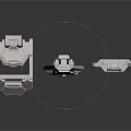 Three Silver Mechanical Components With Textured Surfaces On White Background