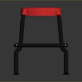 Red Padded Bar Stool With Black Metal Frame For Modern Home Use