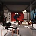 Luxury Clothing Store Interior Design With Mannequins Display Tables Chandeliers And Artwork
