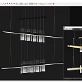 Two Tier Modern Metal Chandelier With Hanging Rectangular Panels And Warm Light