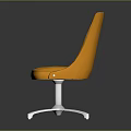Orange Upholstered Chair Featuring Button Tufted Back And Chrome Swivel Base