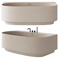 Modern Beige Bathtub With Sleek Black Faucet And Elegant Oval Design