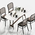 Modern Dining Table and Chair Dining Table Dining Chair Single Chair Tableware Floral Art 3d model