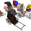 Vintage Rickshaws With Various Colors Styles And Traditional Design Elements 3d model