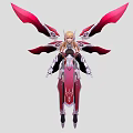 Fantasy Game and Movie Character with Pink Red Wings Blonde Hair and Ornate Outfit