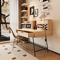 Modern Desk Chair Study Desk Writing Desk Computer Desk 3d model